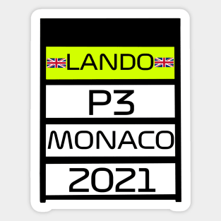 Lando Norris P3 Monaco 2021 pit board Sticker